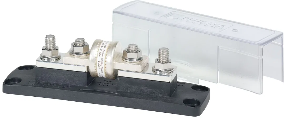 5502-BSS – BLUE SEA Fuse Block, 160 Volts DC 400 Amps Uses Class T Fuse With Protective Cover And 8 Write-On Circuit ...